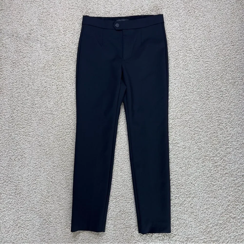 BANANA REPUBLIC EUC Nylon Dress Pants Slacks Straight Leg Trousers Black Size 4L
